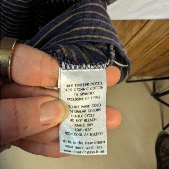 Toad&Co Women’s Ruffilita SS Striped Navy Organic Cotton T-Shirt Dress- Size XS - Picture 8 of 8